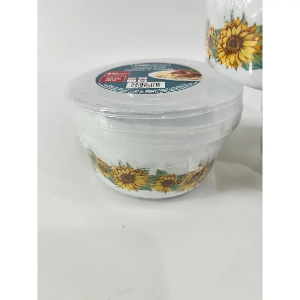 Surefresh Sunflower plastic Containers & Lids 2.27 Cups 18.2 fl oz Yellow Flower